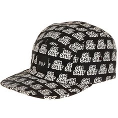 Бейсболка пятипанелька Huf Oh Shit Repeat Box Black/White
