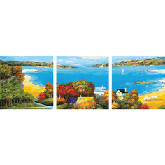 Роспись по номерам, триптих "Залив" 50*50 см (3 картины в наборе) Tukzar