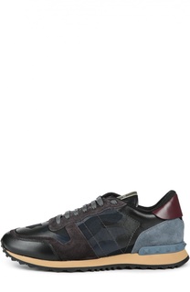 Кожаные кроссовки с принтом Valentino