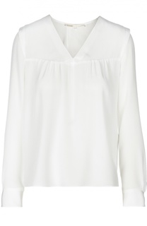 Прямая шелковая блуза с V-образным воротником Maje