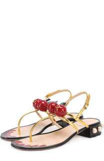 Кожаные сандалии Hatsumomo с декором Gucci