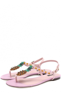 Замшевые сандалии с аппликацией и заклепками Dolce &amp; Gabbana