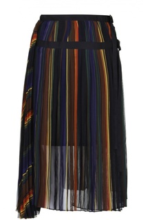 Плиссированная полупрозрачная юбка с ярким принтом Sacai