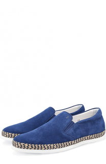 Замшевые слипоны с отделкой из рафии Tod’s Tods