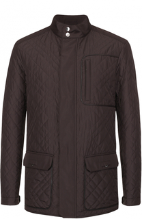 Утепленная стеганая куртка на молнии с отделкой из натуральной кожи Pal Zileri