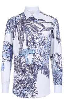 Хлопковая рубашка с контрастным принтом Brioni
