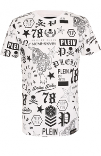 Хлопковая футболка с контрастным принтом Philipp Plein