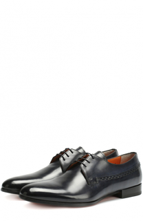 Классические кожаные дерби с декоративной прострочкой Santoni