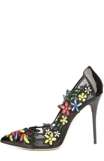 Кожаные туфли Alyssa с аппликациями Oscar de la Renta