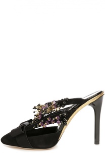 Замшевые мюли с аппликациями Oscar de la Renta