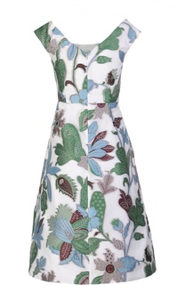 Приталенное платье с круглым вырезом и растительным принтом Tory Burch