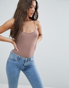 Боди на бретельках с глубоким вырезом сзади ASOS - Розовый
