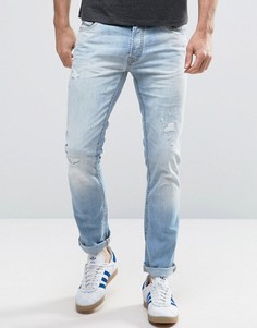 Узкие джинсы с рваной отделкой Jack &amp; Jones Intelligence - Синий