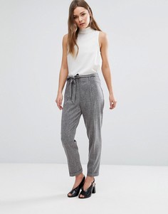 Укороченные брюки с поясом на талии New Look - Серый