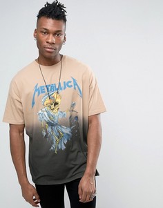 Свободная футболка с принтом Metallica и эффектом деграде ASOS - Серый