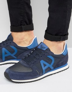 Темно-синие кроссовки с логотипом Armani Jeans Runner - Темно-синий