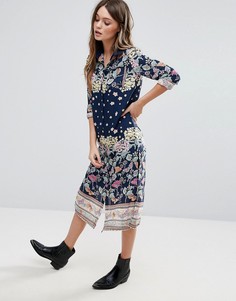 Длинное платье-рубашка QED London - Темно-синий