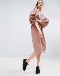 Трикотажное платье с пышными рукавами ASOS WHITE - Розовый