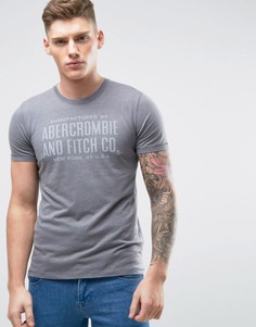 Серая обтягивающая футболка с принтом Abercrombie &amp; Fitch - Серый