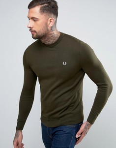 Хлопковый зеленый джемпер с круглым вырезом Fred Perry - Зеленый