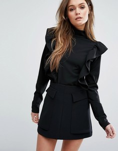 Топ с оборкой сбоку Vero Moda - Черный