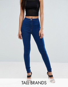 Зауженные суперэластичные джинсы с завышенной талией Missguided Tall Vice - Синий