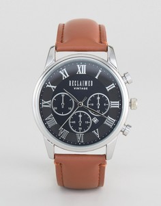 Часы-хронограф с коричневым кожаным ремешком Reclaimed Vintage - Коричневый