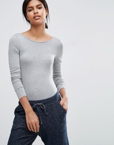 Боди с длинными рукавами и глубоким вырезом сзади ASOS - Серый