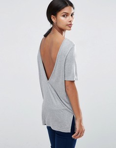 Футболка с V‑образным вырезом сзади и короткими рукавами ASOS - Серый