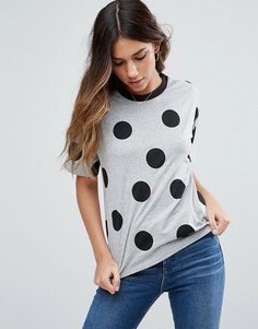 Топ в горошек с контрастным кантом ASOS - Серый