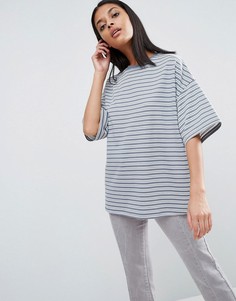 Полосатый топ-oversize изнаночной вязки с короткими рукавами ASOS - Мульти