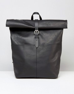 Черный кожаный рюкзак с отворотом Sandqvist - Черный