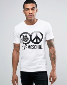 Белая приталенная футболка с принтом логотипа Love Moschino - Белый