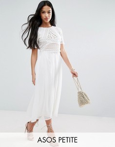 Платье миди с кроп-топом ASOS PETITE - Кремовый