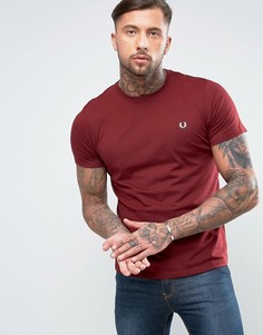 Бордовая футболка с круглым вырезом Fred Perry - Красный