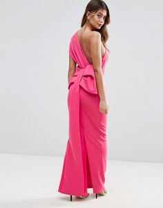 Платье макси на одно плечо с бантом сзади ASOS PREMIUM - Розовый