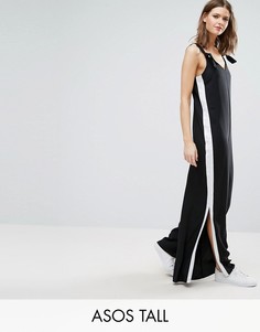 Широкий комбинезон с полосками и разрезами по бокам ASOS TALL - Черный