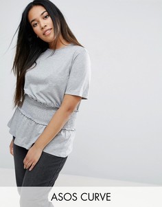 Футболка со сборками ASOS CURVE - Серый