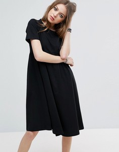 Платье миди с присборенной юбкой ASOS Ultimate - Черный
