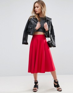 Юбка-клеш для выпускного с завышенной талией ASOS - Красный