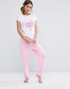 Пижамный комплект с принтом Id Shave My Legs For You Boohoo - Розовый