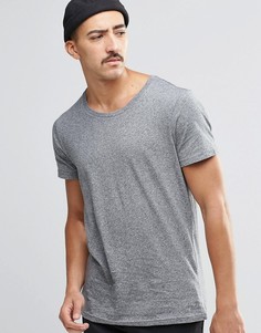 Темно-серая меланжевая футболка с широкой горловиной Weekday Alex - Серый