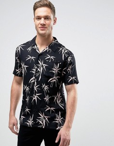 Рубашка классического кроя с пальмовым принтом Bellfield - Черный