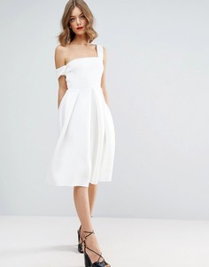 Асимметричное платье миди ASOS Debutante - Белый