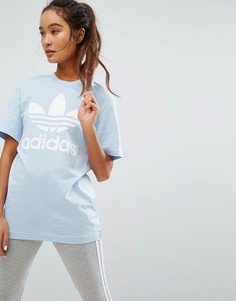 Голубая футболка бойфренда с логотипом adidas Originals - Синий