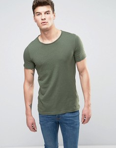 Футболка с необработанной горловиной United Colors of Benetton - Зеленый