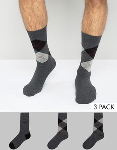 3 пары носков с ромбами Pringle Waverley - Серый