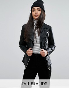 Байкерская куртка в кожаном стиле New Look Tall - Черный