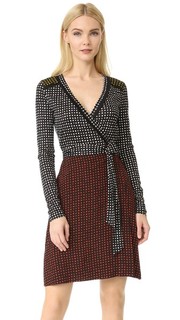 Комбинированное платье-халат с длинным рукавом Diane von Furstenberg