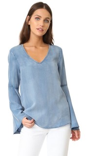 Блуза из ткани шамбре с расклешенными рукавами Scotch & Soda/Maison Scotch